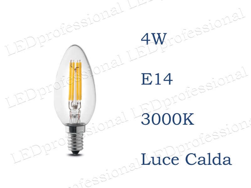 Lampadina LED filamento E14 6W (60W) 4000K 810LM oliva chiara